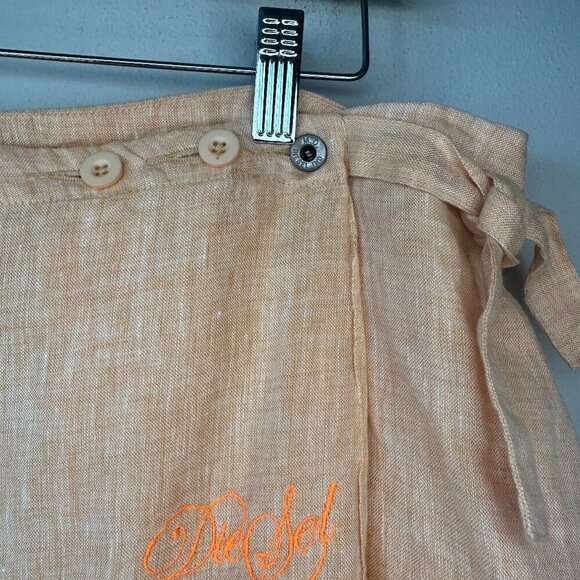 NWT Diesel 100% Linen Vintage Y2K Midi Length Skirt Size 16 Adjustable Side Tie - Picture 4 of 13